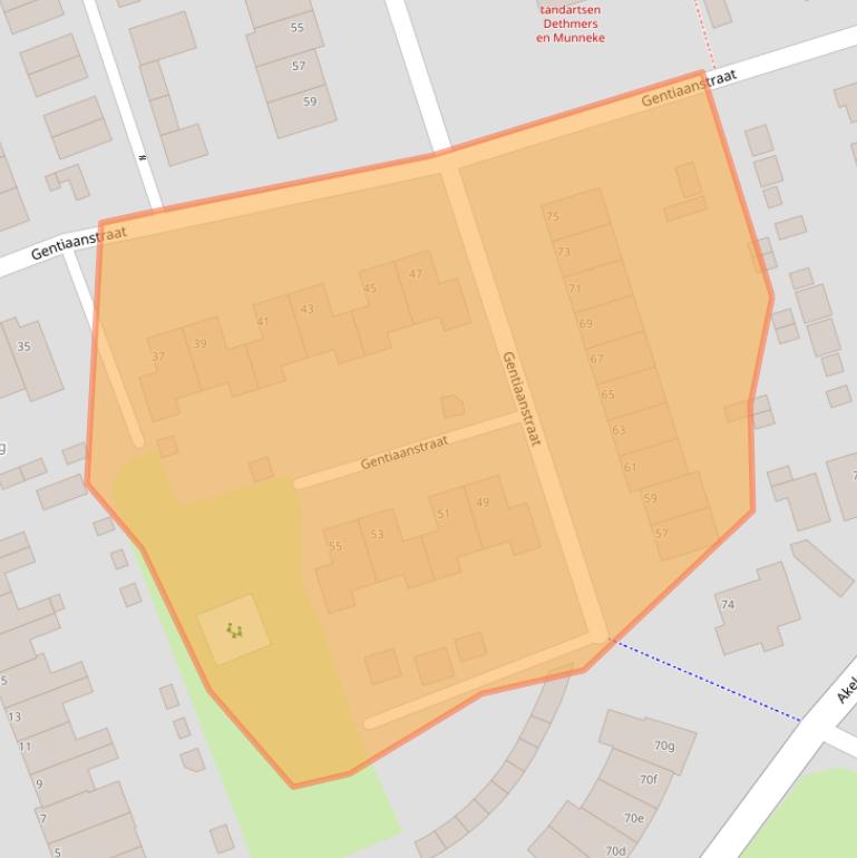 Kaart van postcodegebied 9731BZ.
