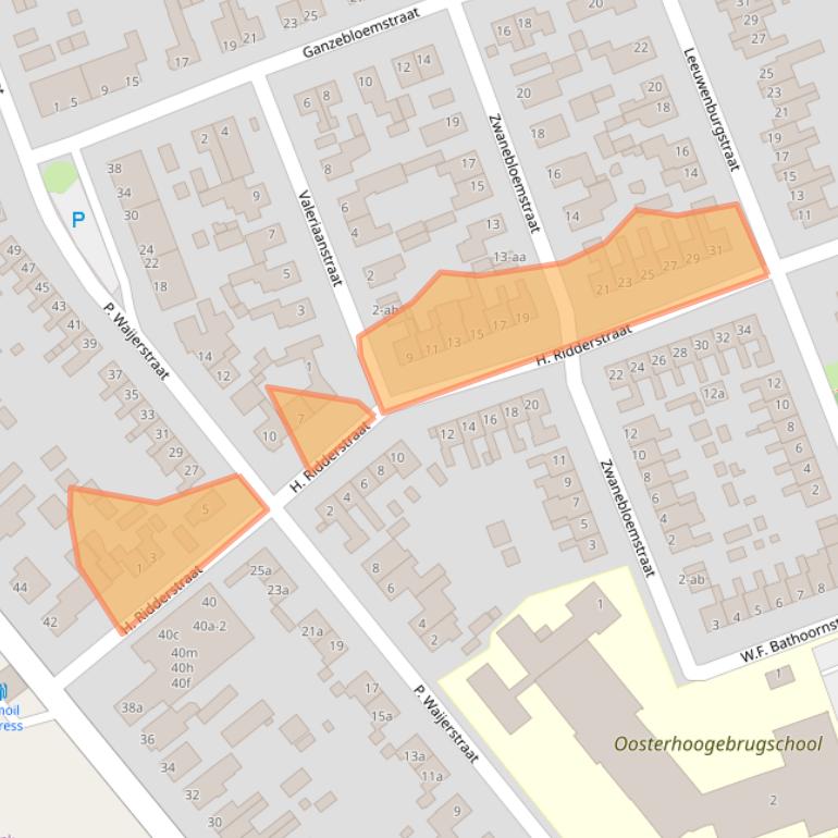 Kaart van postcodegebied 9731CJ.