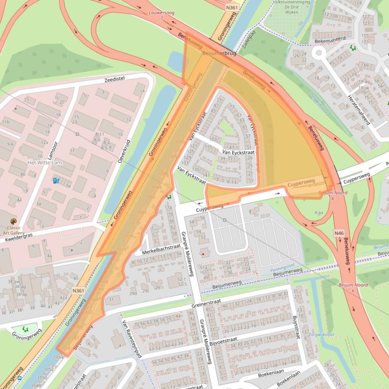 Kaart van postcodegebied 9731CW.