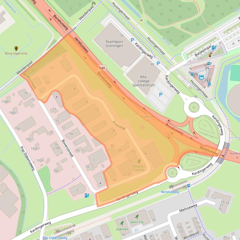 Kaart van postcodegebied 9731DG.