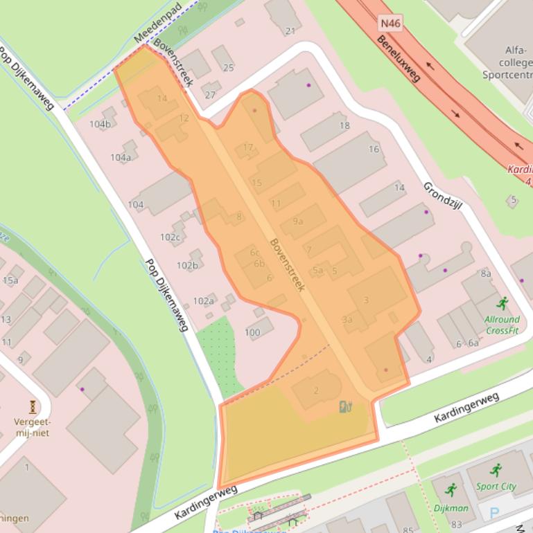 Kaart van postcodegebied 9731DH.