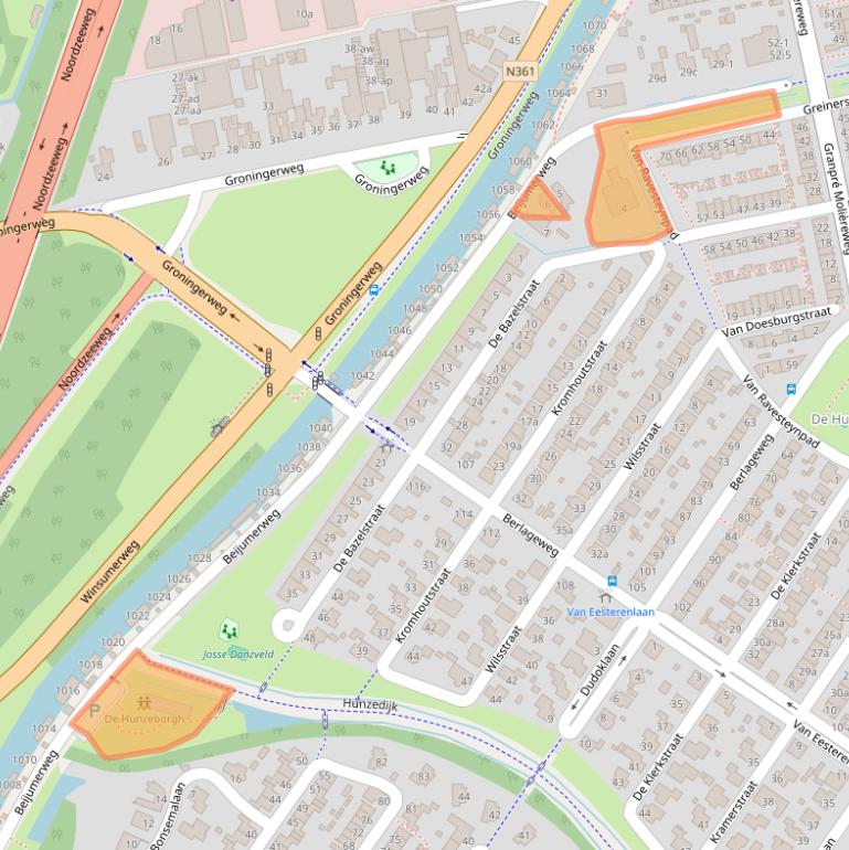 Kaart van postcodegebied 9731EB.