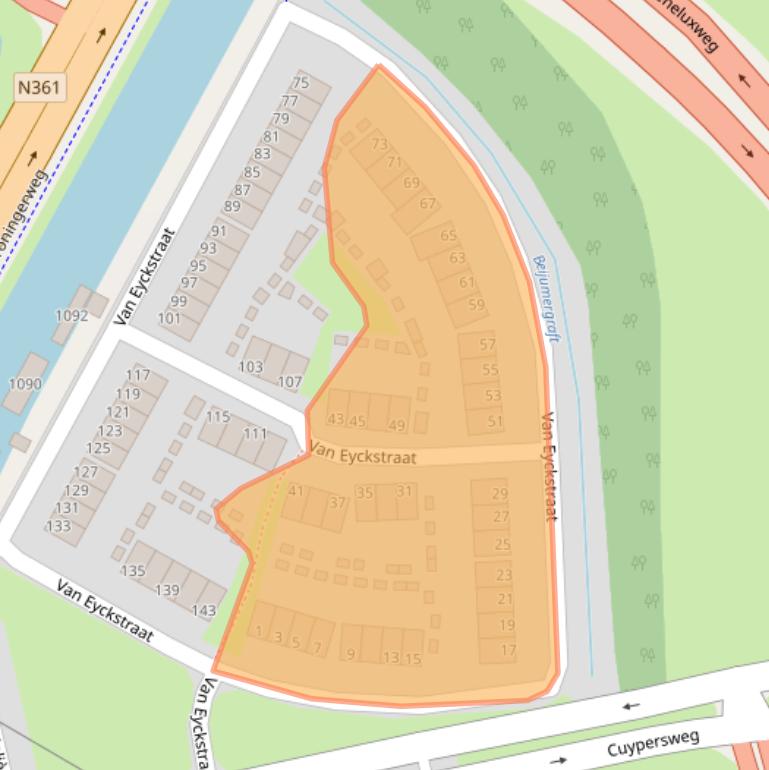 Kaart van postcodegebied 9731PA.