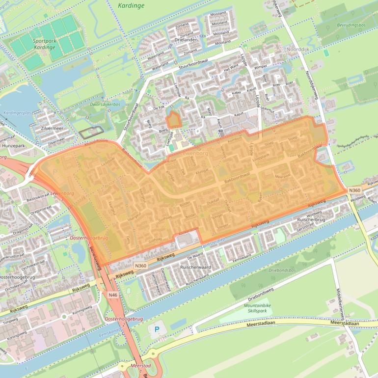 Kaart van postcodegebied 9732.