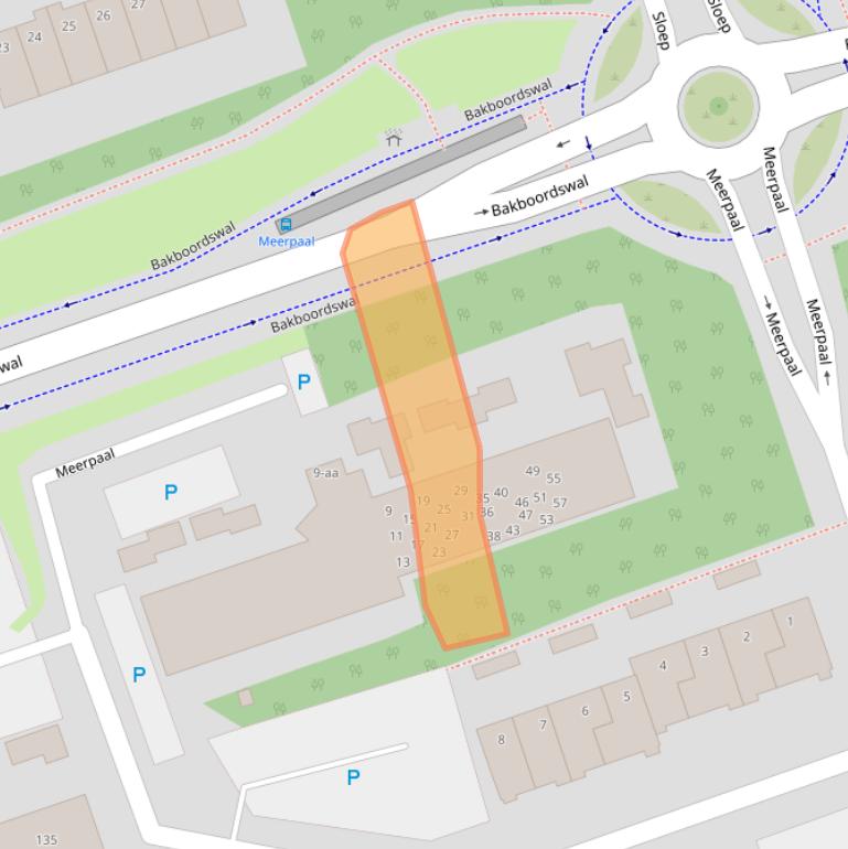 Kaart van postcodegebied 9732AB.