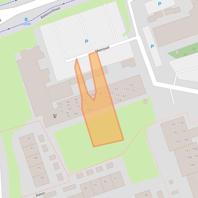 Kaart van postcodegebied 9732AG.