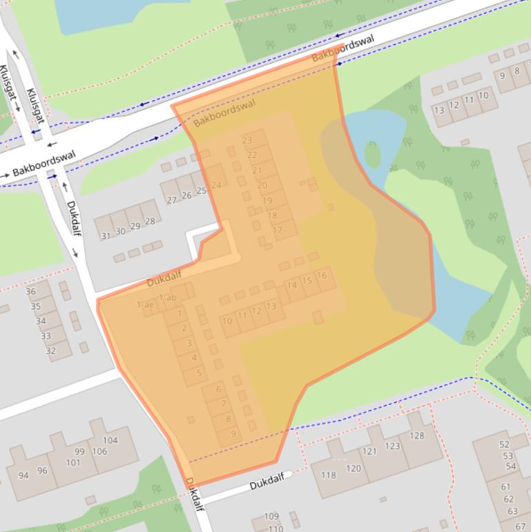 Kaart van postcodegebied 9732BJ.
