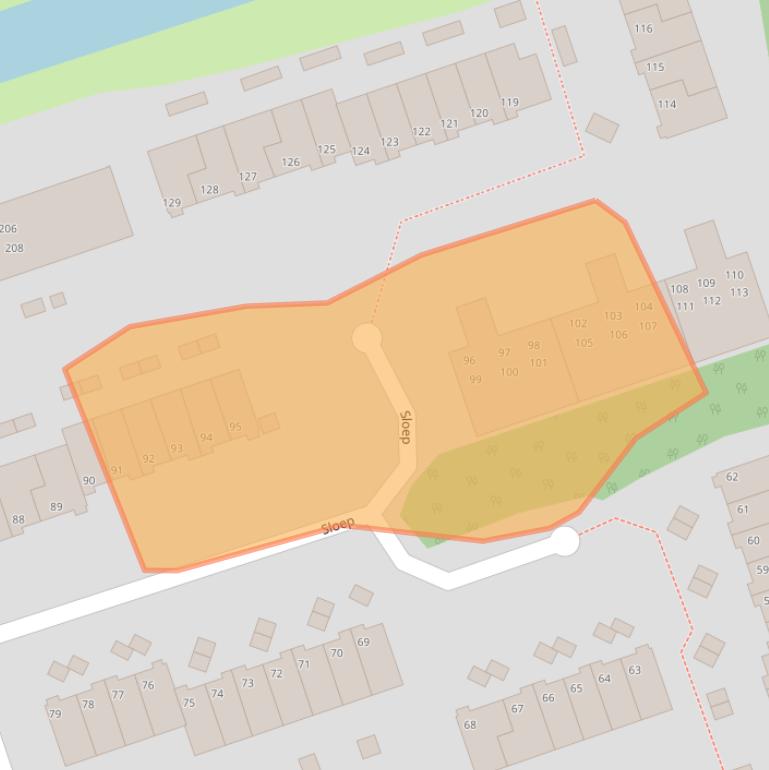 Kaart van postcodegebied 9732CE.