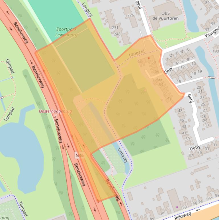 Kaart van postcodegebied 9732MS.