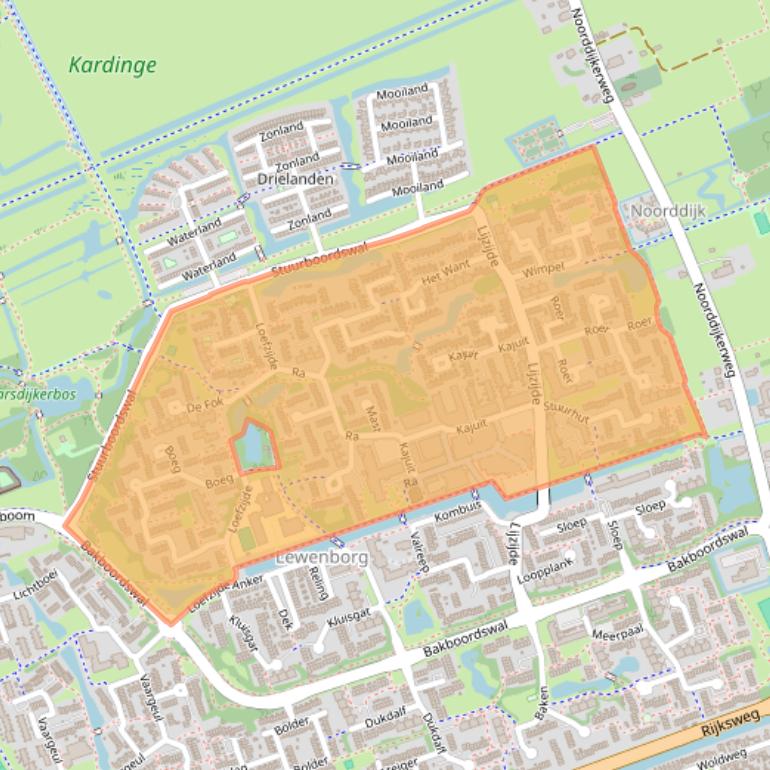 Kaart van postcodegebied 9733.