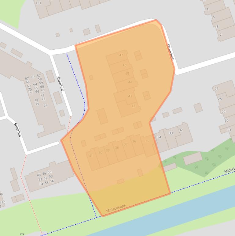 Kaart van postcodegebied 9733AC.