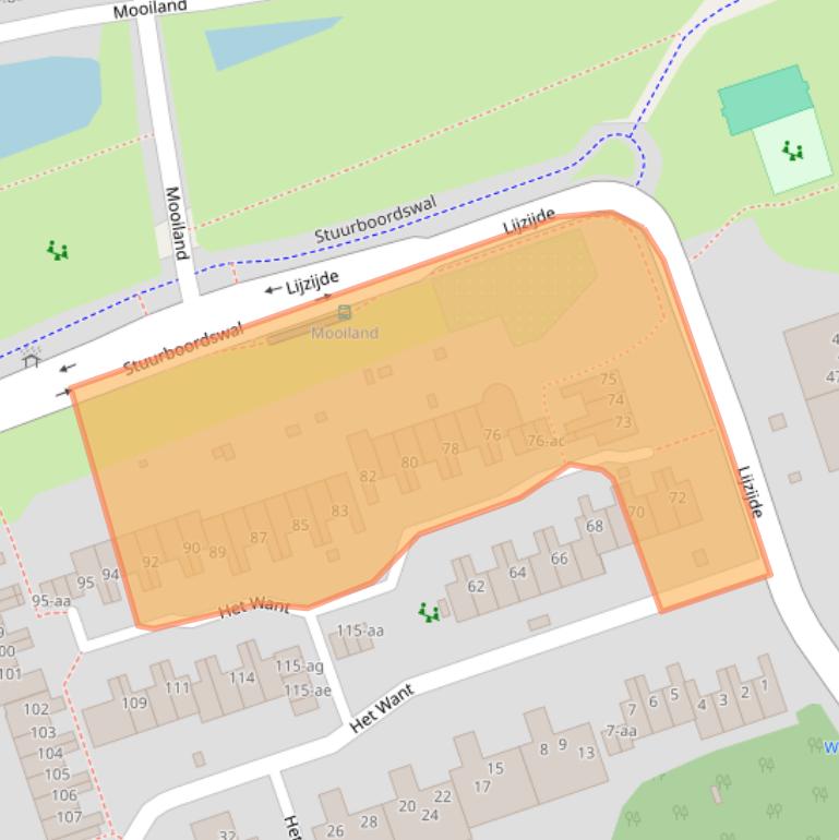 Kaart van postcodegebied 9733BE.