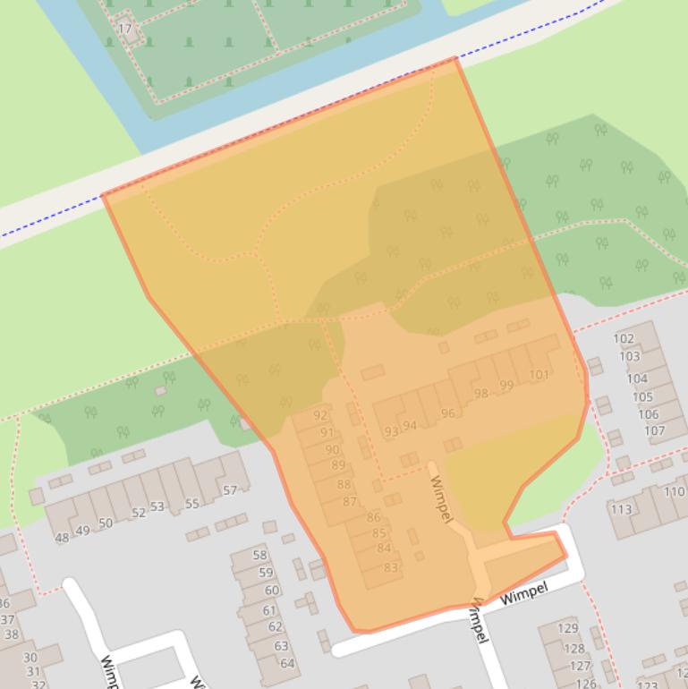 Kaart van postcodegebied 9733BM.