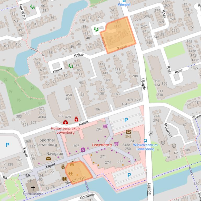 Kaart van postcodegebied 9733CA.