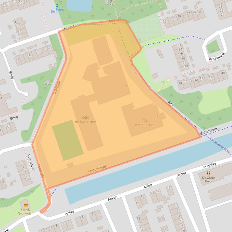 Kaart van postcodegebied 9733EB.