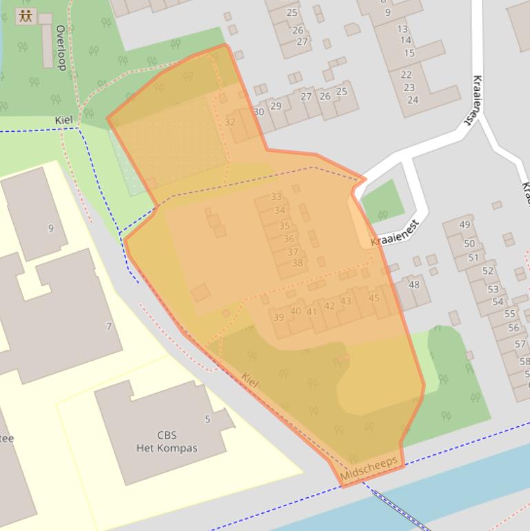 Kaart van postcodegebied 9733HC.