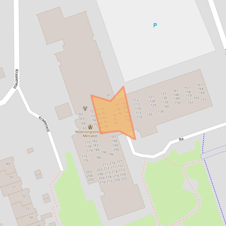 Kaart van postcodegebied 9733HJ.