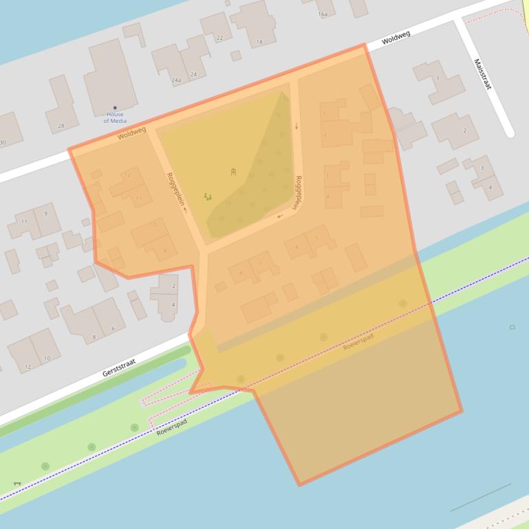 Kaart van postcodegebied 9734AJ.