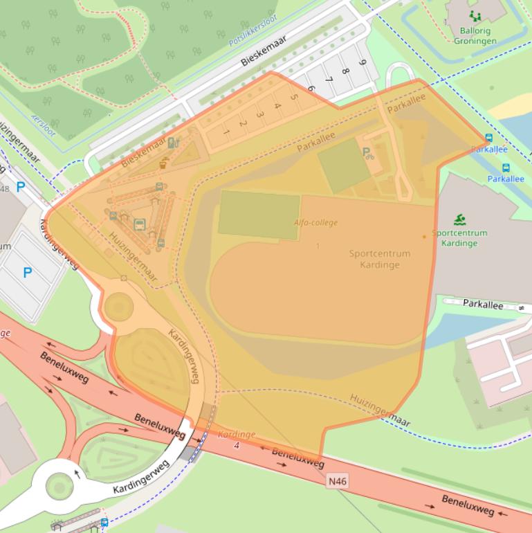 Kaart van postcodegebied 9735AA.