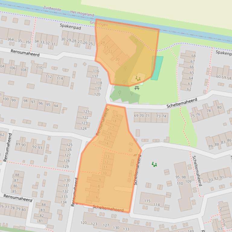 Kaart van postcodegebied 9736AA.