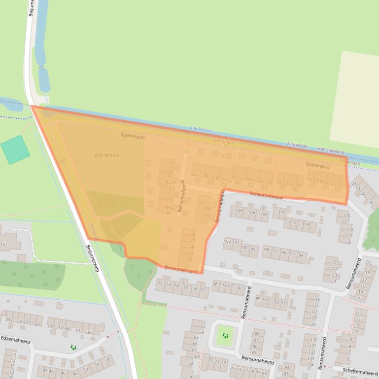 Kaart van postcodegebied 9736AB.