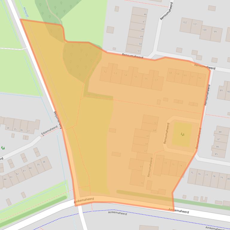 Kaart van postcodegebied 9736AC.