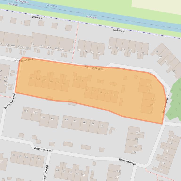 Kaart van postcodegebied 9736AE.