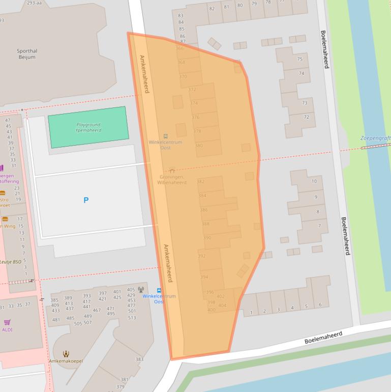 Kaart van postcodegebied 9736BZ.