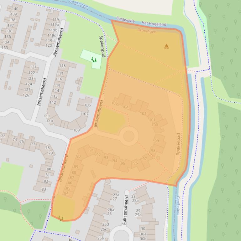 Kaart van postcodegebied 9736CG.