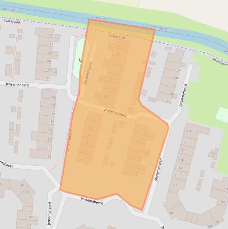 Kaart van postcodegebied 9736CJ.