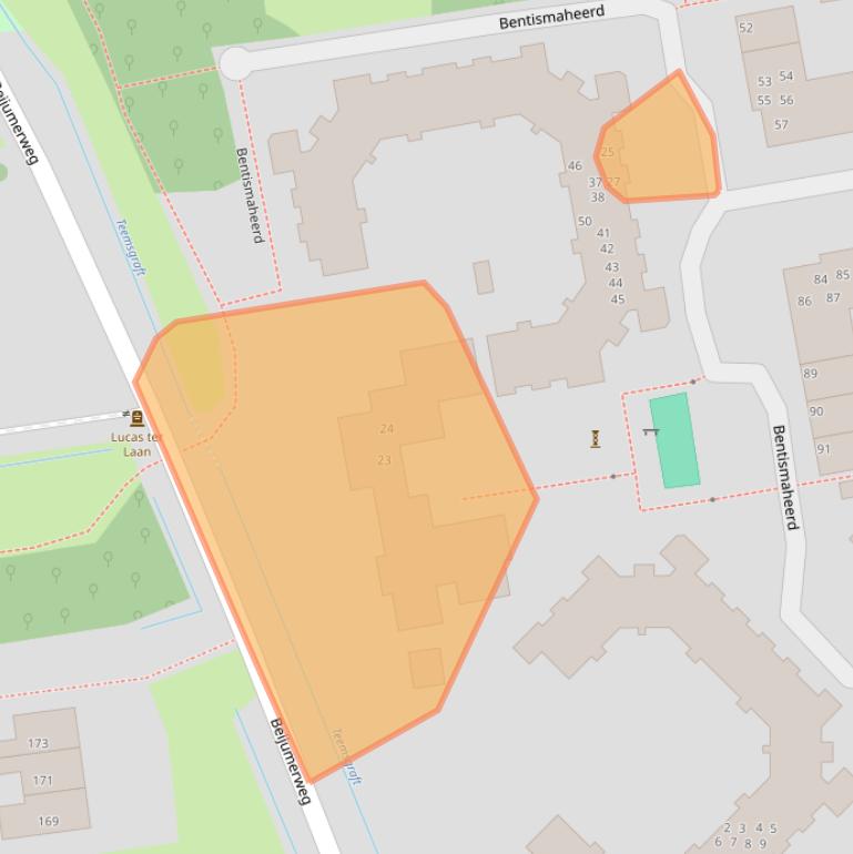 Kaart van postcodegebied 9736EB.