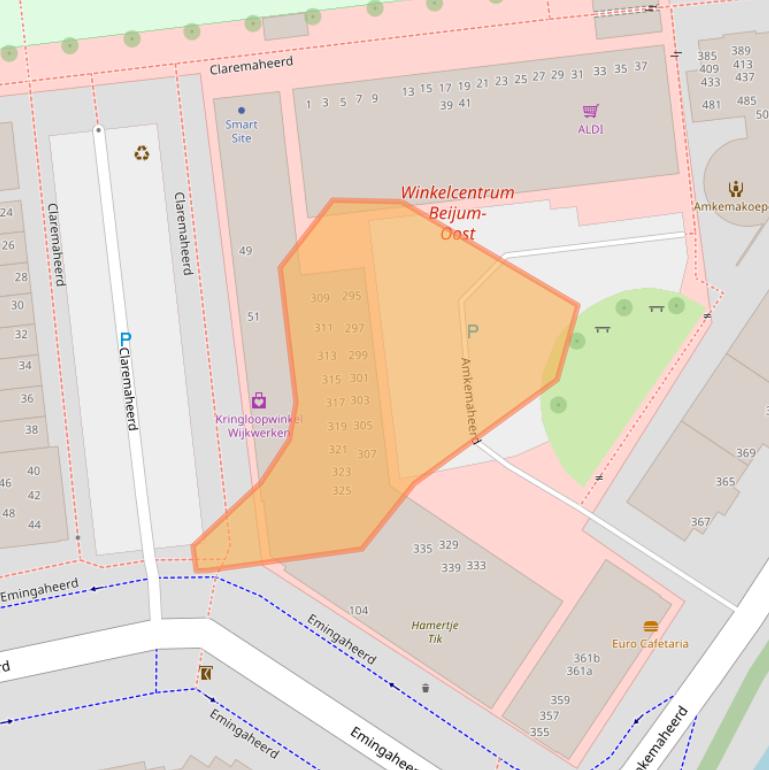 Kaart van postcodegebied 9736KA.