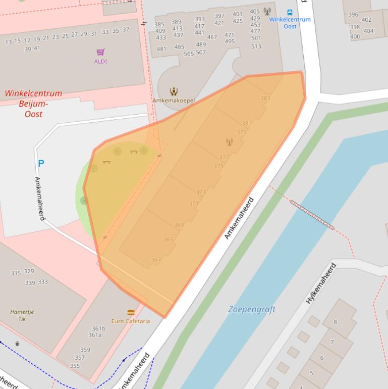 Kaart van postcodegebied 9736KC.