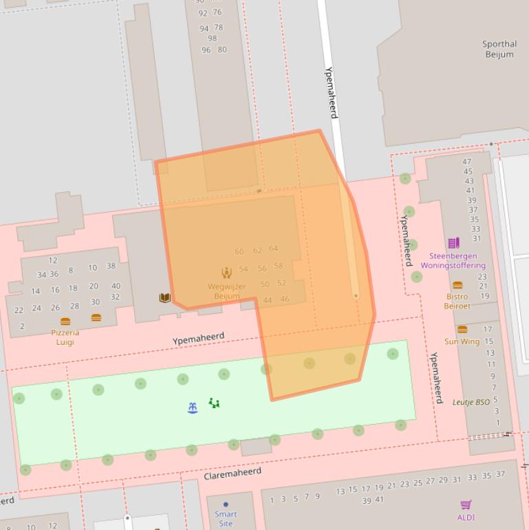 Kaart van postcodegebied 9736MB.