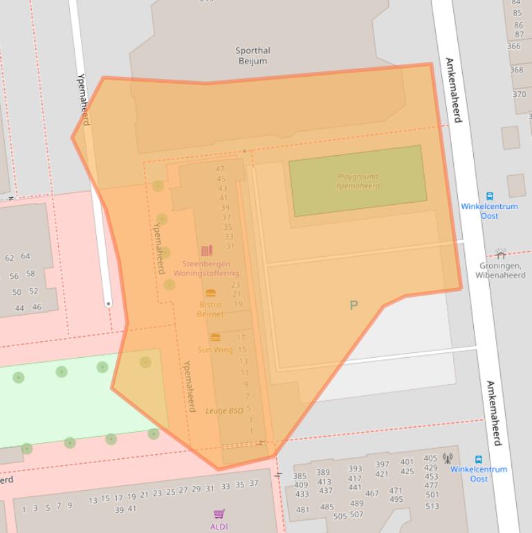 Kaart van postcodegebied 9736ME.