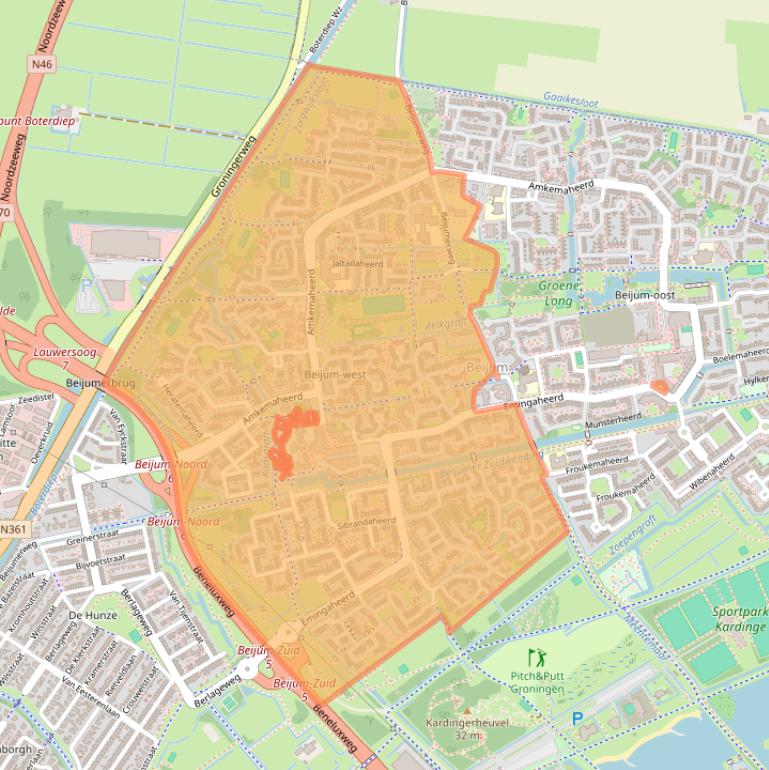 Kaart van postcodegebied 9737.