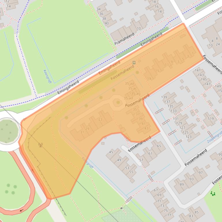 Kaart van postcodegebied 9737KA.