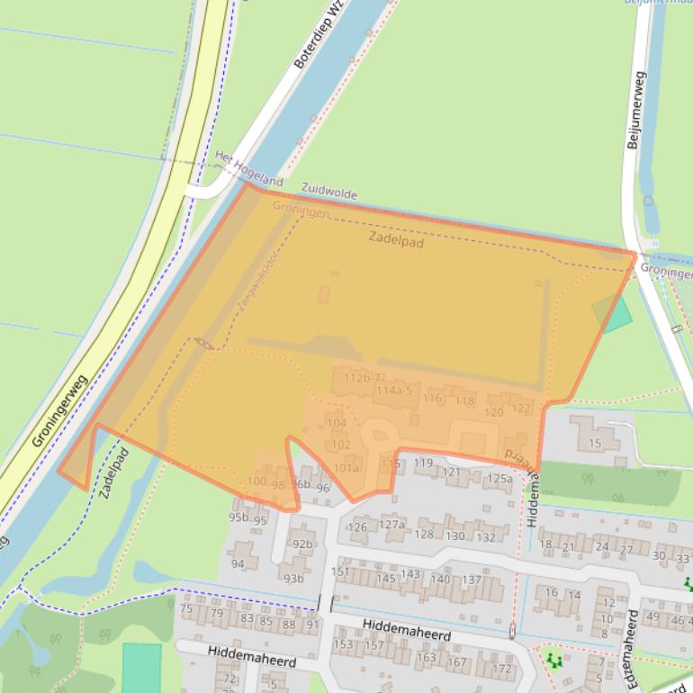 Kaart van postcodegebied 9737KX.