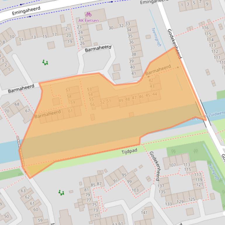 Kaart van postcodegebied 9737MH.