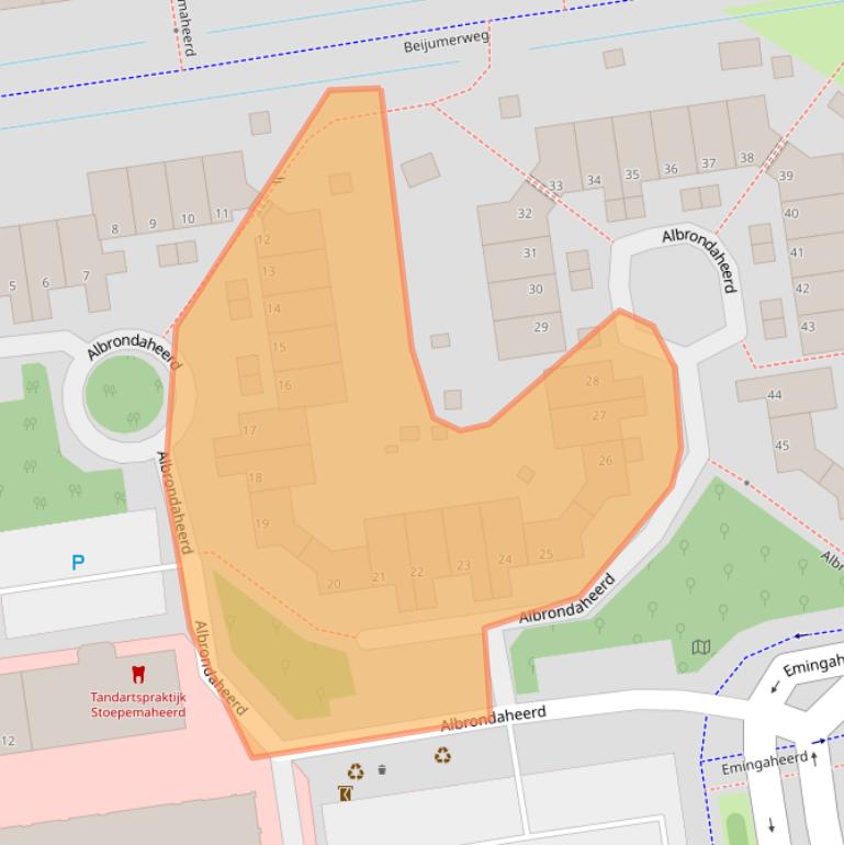 Kaart van postcodegebied 9737RB.