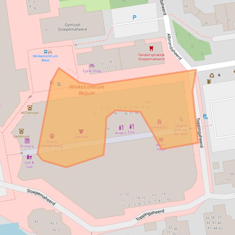 Kaart van postcodegebied 9737TL.