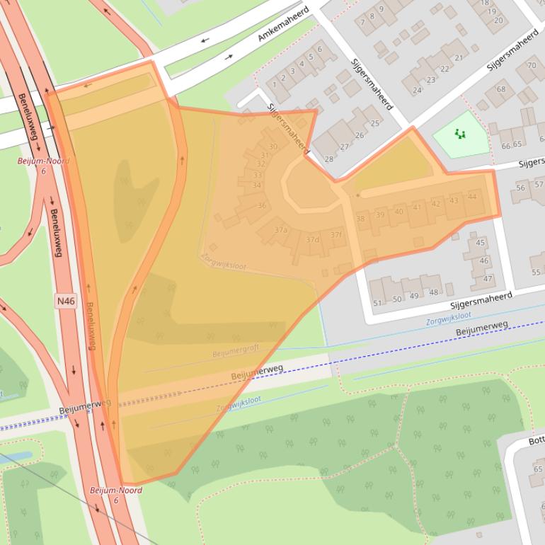 Kaart van postcodegebied 9737VD.