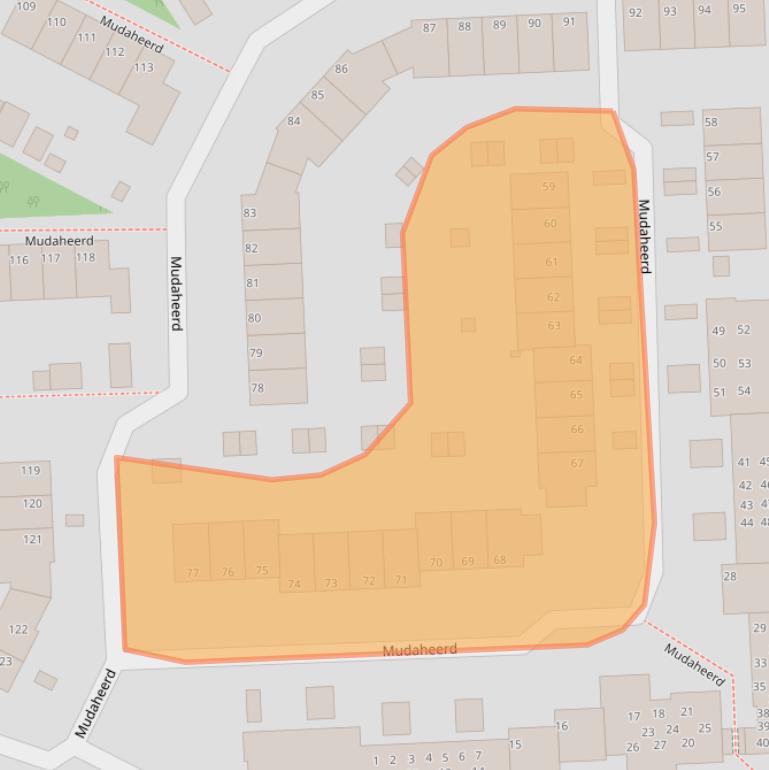 Kaart van postcodegebied 9737XB.