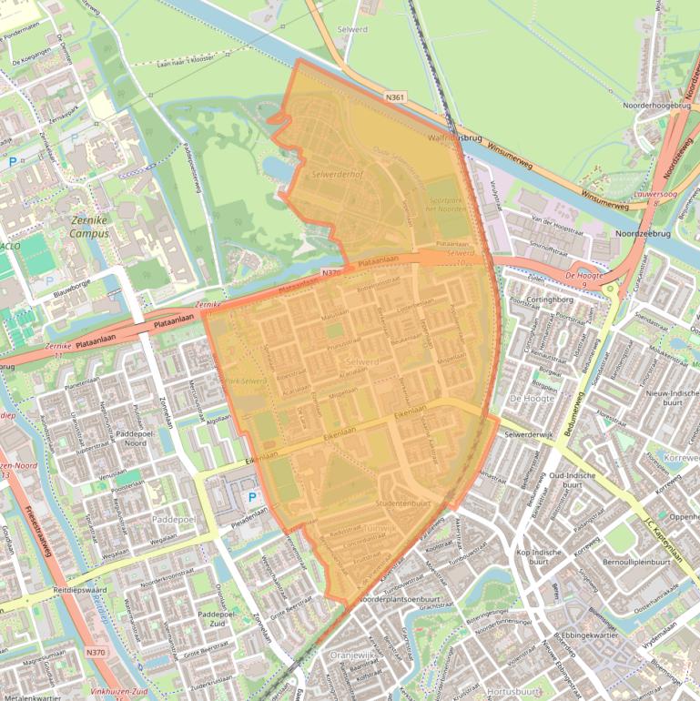 Kaart van postcodegebied 9741.