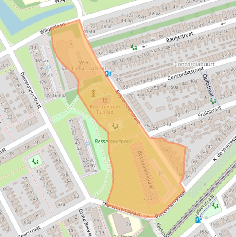 Kaart van postcodegebied 9741AJ.