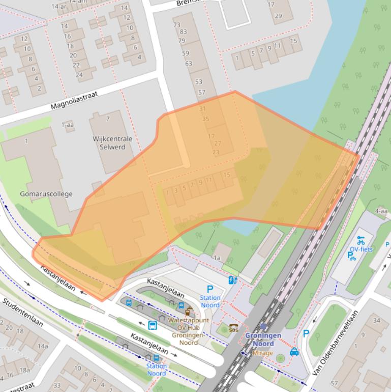 Kaart van postcodegebied 9741CT.