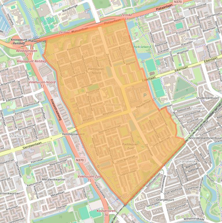 Kaart van postcodegebied 9742.