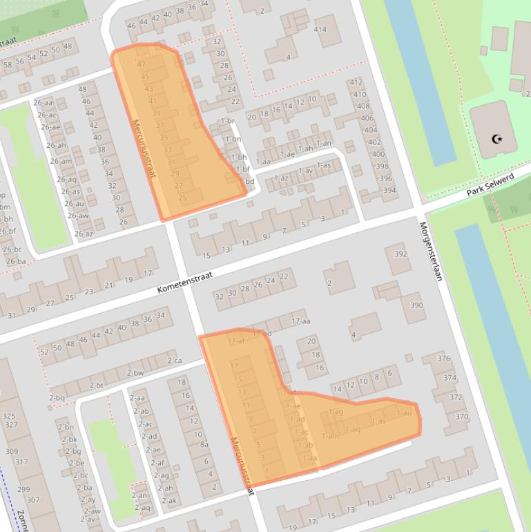 Kaart van postcodegebied 9742CW.