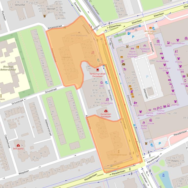 Kaart van postcodegebied 9742LA.