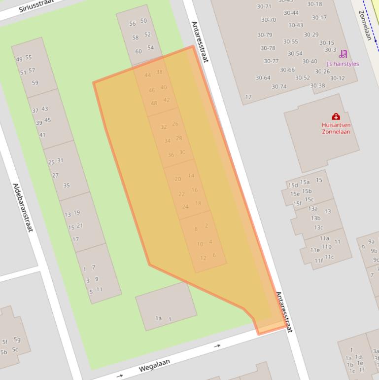 Kaart van postcodegebied 9742LC.